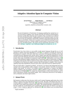 Adaptive Attention Span in Computer Vision