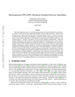 Heterogeneous CPU+GPU Stochastic Gradient Descent Algorithms