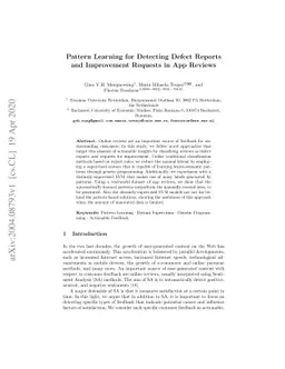 Pattern Learning for Detecting Defect Reports and Improvement Requests
  in App Reviews