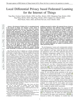 Local Differential Privacy based Federated Learning for Internet of
  Things