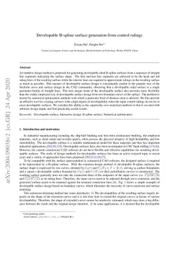 Developable B-spline surface generation from control rulings