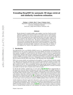Extending DeepSDF for automatic 3D shape retrieval and similarity
  transform estimation
