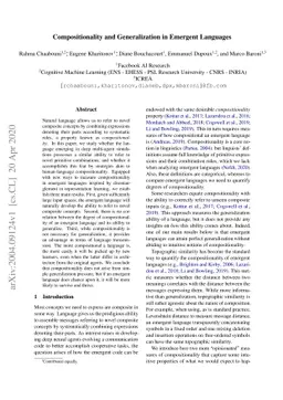 Compositionality and Generalization in Emergent Languages