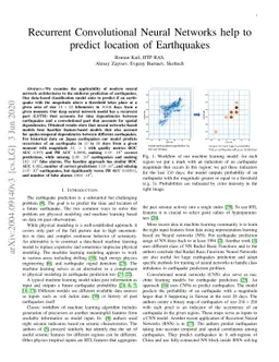 Recurrent Convolutional Neural Networks help to predict location of
  Earthquakes