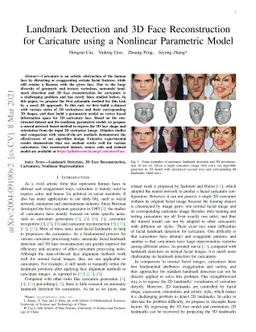Landmark Detection and 3D Face Reconstruction for Caricature using a
  Nonlinear Parametric Model