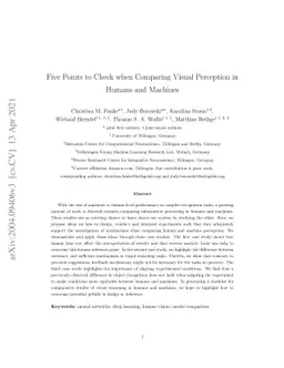 Five Points to Check when Comparing Visual Perception in Humans and
  Machines