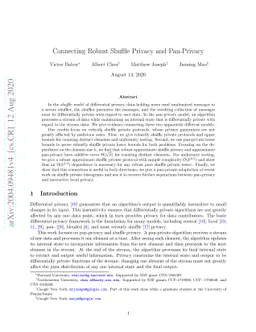 Connecting Robust Shuffle Privacy and Pan-Privacy