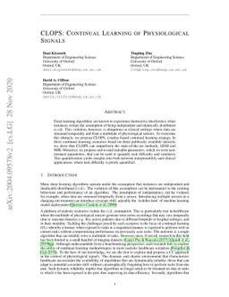 CLOPS: Continual Learning of Physiological Signals