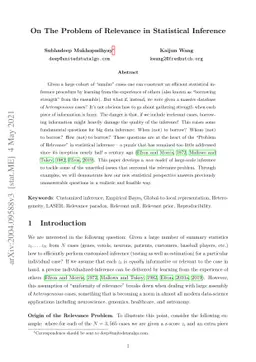 On The Problem of Relevance in Statistical Inference