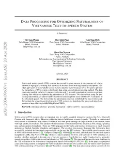 Data Processing for Optimizing Naturalness of Vietnamese Text-to-speech
  System