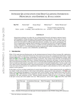 Integer Quantization for Deep Learning Inference: Principles and
  Empirical Evaluation