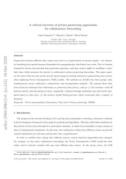 A Critical Overview of Privacy-Preserving Approaches for Collaborative
  Forecasting