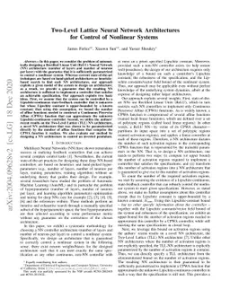 Two-Level Lattice Neural Network Architectures for Control of Nonlinear
  Systems
