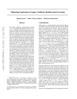 Tightening Exploration in Upper Confidence Reinforcement Learning