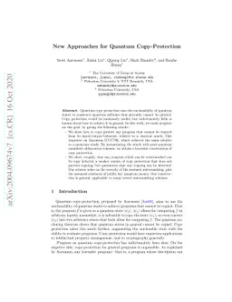 New Approaches for Quantum Copy-Protection