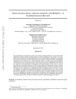 Explainable Goal-Driven Agents and Robots -- A Comprehensive Review