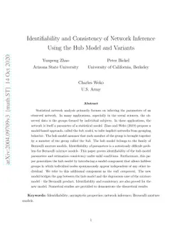 Identifiability and consistency of network inference using the hub model
  and variants