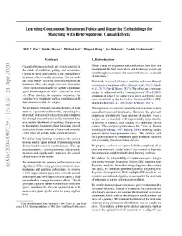 Learning Continuous Treatment Policy and Bipartite Embeddings for
  Matching with Heterogeneous Causal Effects