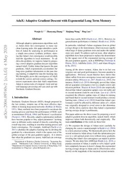 AdaX: Adaptive Gradient Descent with Exponential Long Term Memory