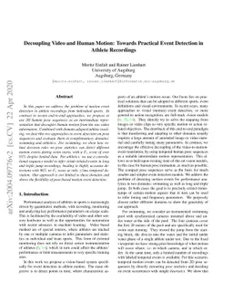 Decoupling Video and Human Motion: Towards Practical Event Detection in
  Athlete Recordings