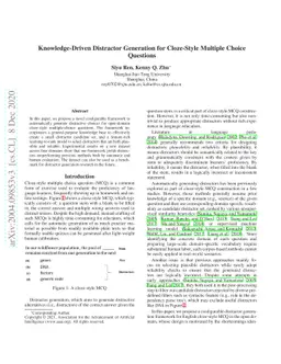 Knowledge-Driven Distractor Generation for Cloze-style Multiple Choice
  Questions