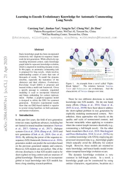 Learning to Encode Evolutionary Knowledge for Automatic Commenting Long
  Novels