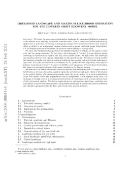 Likelihood landscape and maximum likelihood estimation for the discrete
  orbit recovery model