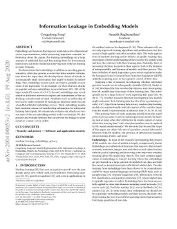 Information Leakage in Embedding Models