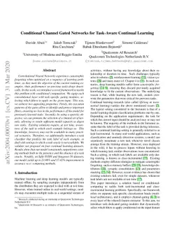 Conditional Channel Gated Networks for Task-Aware Continual Learning