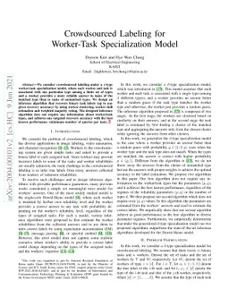 Crowdsourced Labeling for Worker-Task Specialization Model
