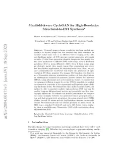 Manifold-Aware CycleGAN for High-Resolution Structural-to-DTI Synthesis