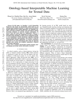 Ontology-based Interpretable Machine Learning for Textual Data