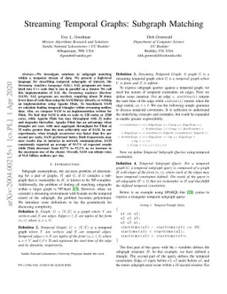 Streaming Temporal Graphs: Subgraph Matching