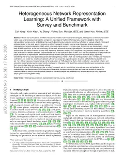 Heterogeneous Network Representation Learning: A Unified Framework with
  Survey and Benchmark