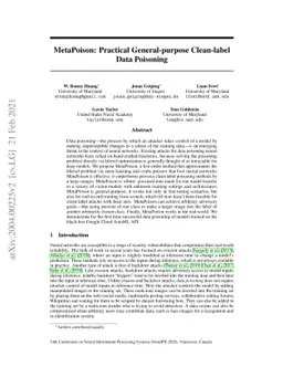 MetaPoison: Practical General-purpose Clean-label Data Poisoning