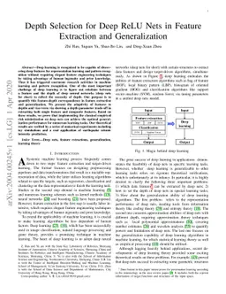 Depth Selection for Deep ReLU Nets in Feature Extraction and
  Generalization