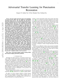 Adversarial Transfer Learning for Punctuation Restoration