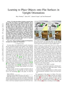 Learning to Place Objects onto Flat Surfaces in Upright Orientations