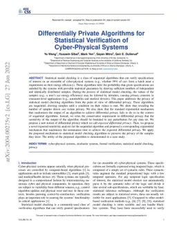 Differentially Private Algorithms for Statistical Verification of
  Cyber-Physical Systems