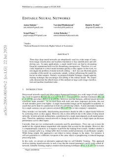 Editable Neural Networks