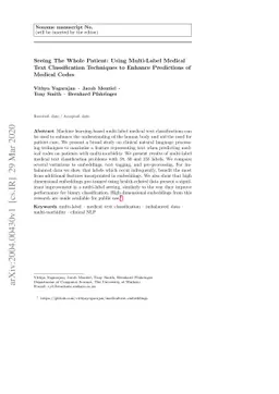 Seeing The Whole Patient: Using Multi-Label Medical Text Classification
  Techniques to Enhance Predictions of Medical Codes