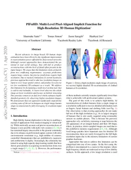 PIFuHD: Multi-Level Pixel-Aligned Implicit Function for High-Resolution
  3D Human Digitization