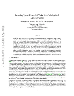 Learning Sparse Rewarded Tasks from Sub-Optimal Demonstrations