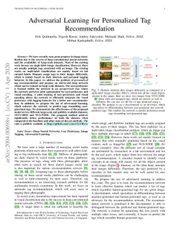 Adversarial Learning for Personalized Tag Recommendation