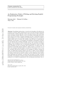 An Exploratory Study of Writing and Revising Explicit Programming
  Strategies