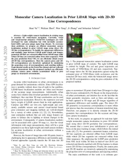 Monocular Camera Localization in Prior LiDAR Maps with 2D-3D Line
  Correspondences