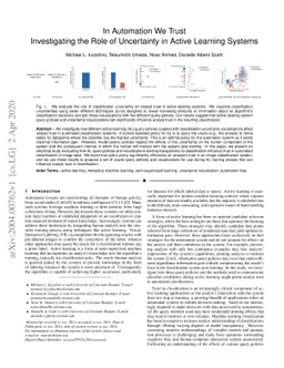 In Automation We Trust: Investigating the Role of Uncertainty in Active
  Learning Systems