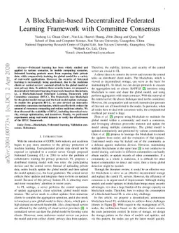 A Blockchain-based Decentralized Federated Learning Framework with
  Committee Consensus