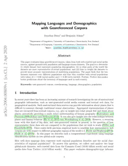 Mapping Languages and Demographics with Georeferenced Corpora