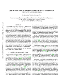 Full-Sum Decoding for Hybrid HMM based Speech Recognition using LSTM
  Language Model